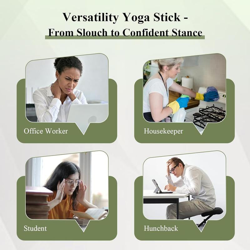 PAETA 5Ft Bamboo Yoga Stick for Stretching - Non-Slip Grip Mobility & Flexibility Exercise Stick with Free Video Guide