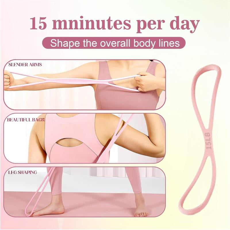 Women'S Home Fitness Yoga Puller, Shoulder-Opening and Back-Beautifying Elastic Band, Figure 8 Resistance Band , Home Exercise Pull Rope Muscle Training Equipment