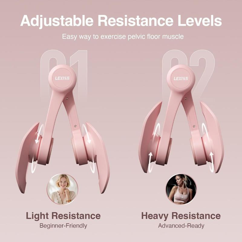 LEXI Thigh Trainer - Home Fitness Equipment for Inner Thigh, Legs & Arms with Smart Counter | Optional Strap, Weighted Vest, Lifting Straps (Pink)