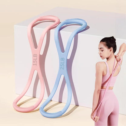 Women'S Home Fitness Yoga Puller, Shoulder-Opening and Back-Beautifying Elastic Band, Figure 8 Resistance Band , Home Exercise Pull Rope Muscle Training Equipment