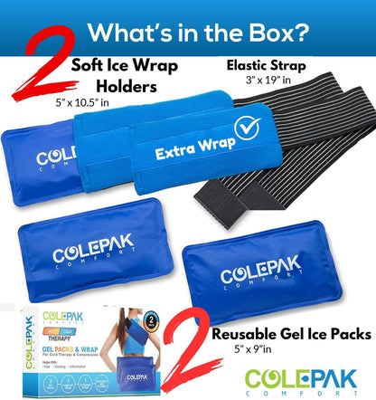 Hot & Cold Ice Packs for Injuries Reusable Gel (4 Pc Set) for Pain Relief, Joint Muscle Soreness Swelling for Knees Back Shoulder Foot