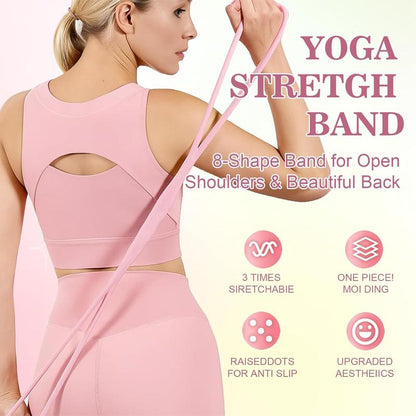 Women'S Home Fitness Yoga Puller, Shoulder-Opening and Back-Beautifying Elastic Band, Figure 8 Resistance Band , Home Exercise Pull Rope Muscle Training Equipment