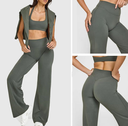 DEEFY Softmotion Straight Leg Bottoms 30.5" & 31.5" Inseam Fitness Gymwear Women Workout Breathable Light Thin Sportswear Gym Outdoor Sports Yoga Pants Wide Sweatpants Solid Color Joggers
