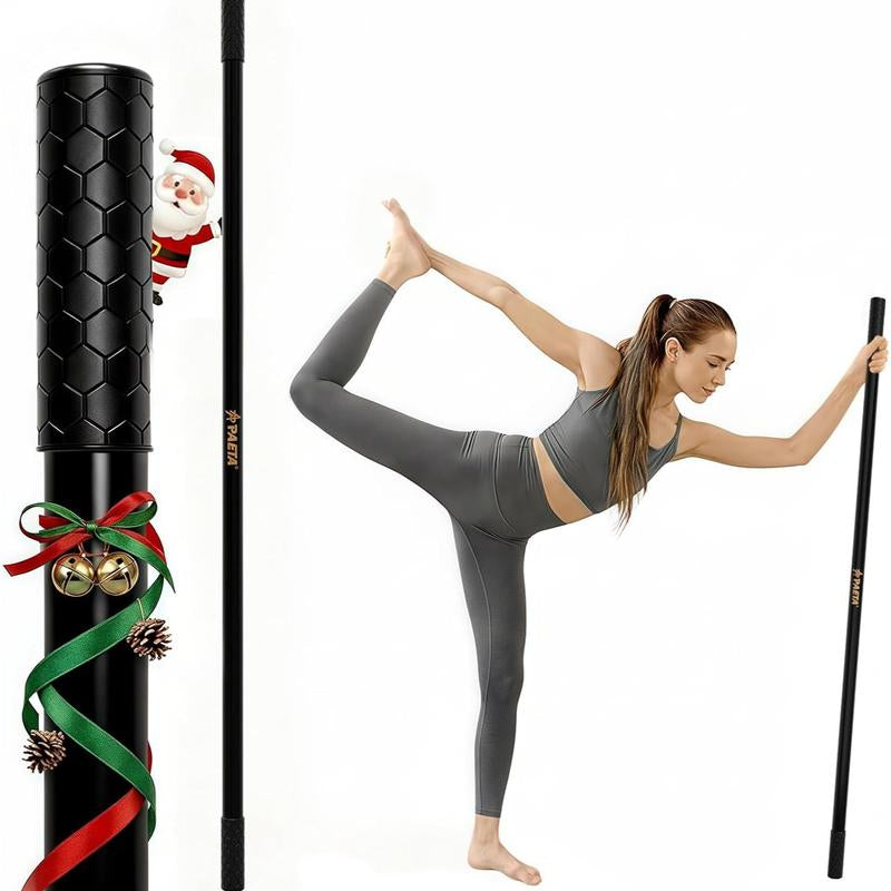 PAETA 5Ft Bamboo Yoga Stick for Stretching - Non-Slip Grip Mobility & Flexibility Exercise Stick with Free Video Guide