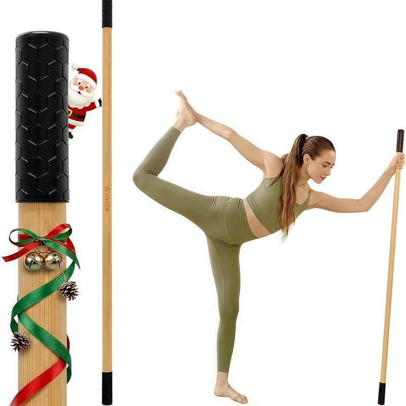 PAETA 5Ft Bamboo Yoga Stick for Stretching - Non-Slip Grip Mobility & Flexibility Exercise Stick with Free Video Guide