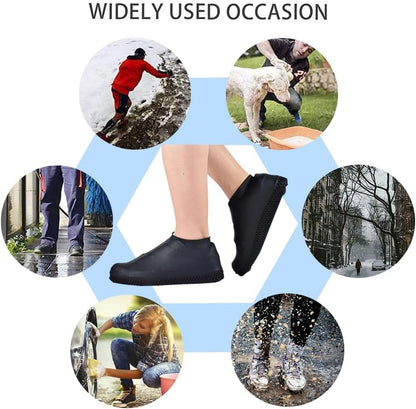 Waterproof Shoe Covers, Non-Slip Water Resistant Overshoes Silicone Rubber Rain Shoe Cover Outdoor Cycling Protectors Apply to Men, Women, Kids (Small, Black)